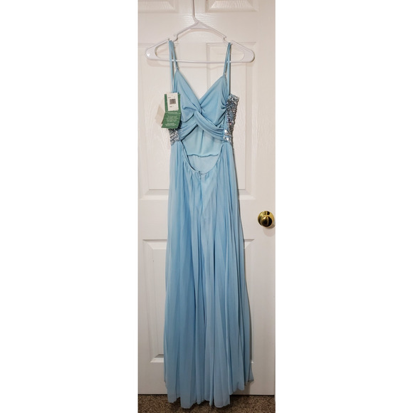Love Reign Formal Dress – Size 7 – Light Blue Beaded Bodice – Long Evening Gown - Picture 3 of 10